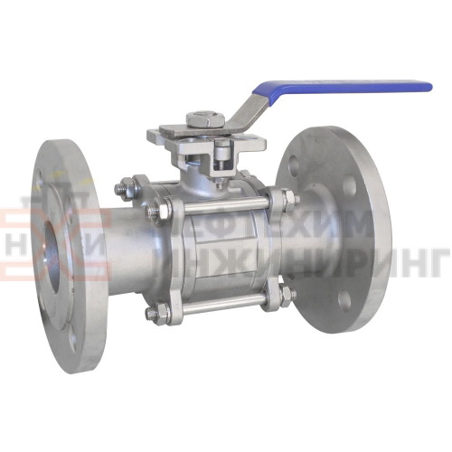 Кран шаровой разборный проходной полнопроходной фланцевый ручной КШ-Р.П.ПП.Ф.Р.НХИ.050.016.03.УХЛ1 DN 50 PN 1,6 МПа, корпус ст. 08Х18Н10, класс герметичности «А» по ГОСТ 9544-2015