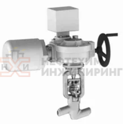 Клапан (вентиль) запорный под приварку с электроприводом (821-Э-0а) 999-20-Э DN 20 PN 25,0 МПа Т545 °С , корпус ст. 12Х1МФ