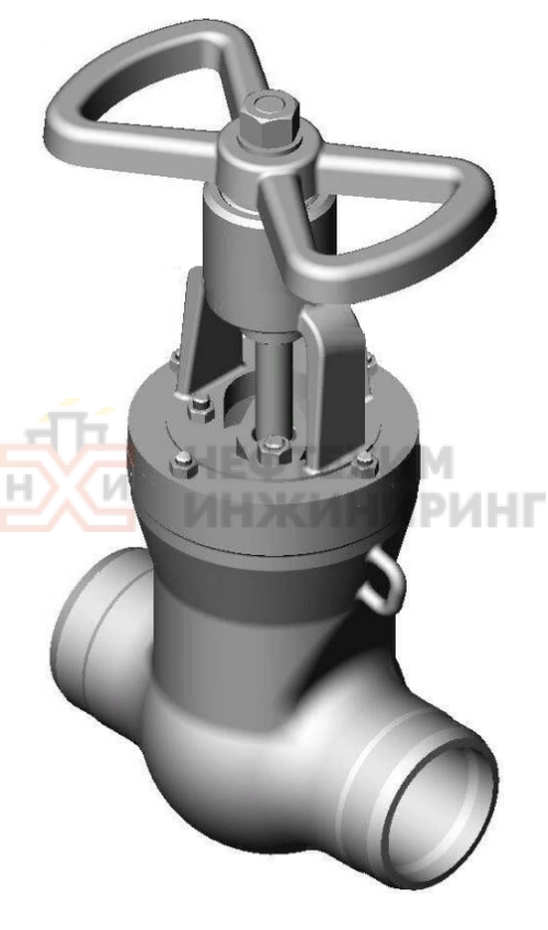 Задвижка запорная под приварку ручная 2с-25-1Н DN 150 PN 6,3 МПа Т450 °С, корпус ст. 25Л