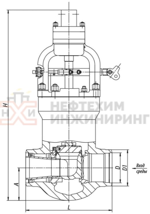 Клапан регулирующий под приварку с электроприводом (МЭО-1600/25-0,25У-96К) 1416-225-Р DN 225 PN 23,5 МПа Т250 °С, корпус ст. 15ГС