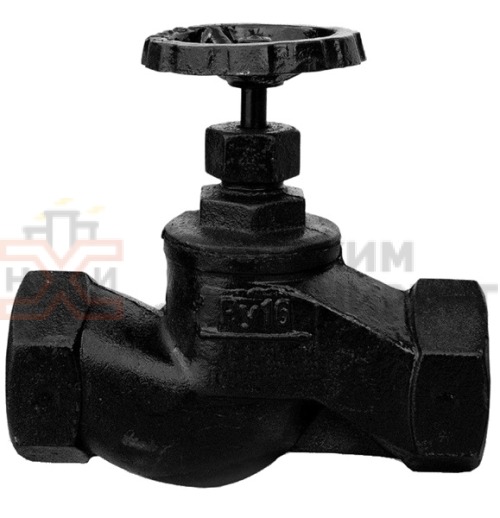 Клапан запорный сальниковый муфтовый ручной 15ч18п DN 80 PN 1,6 МПа У3, корпус чугун, класс герметичности «С» по ГОСТ 9544-2015