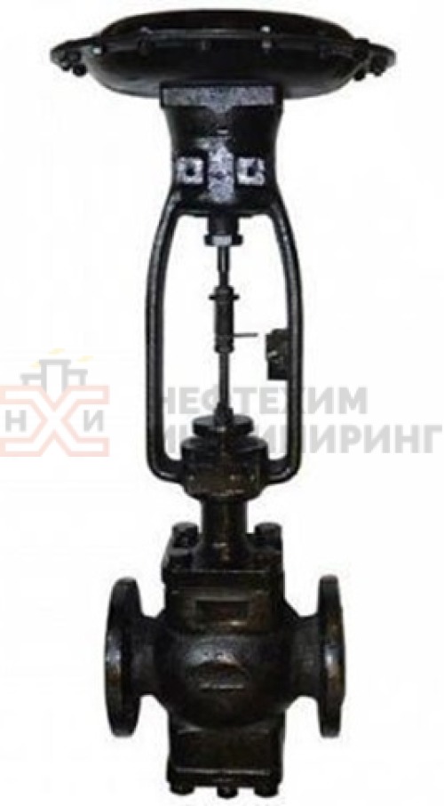 Клапан регулирующий эмалированный фланцевый "после себя" нормально открытый 25ч35эм DN 25 PN 0,6 МПа У3 с МИМ, корпус чугун