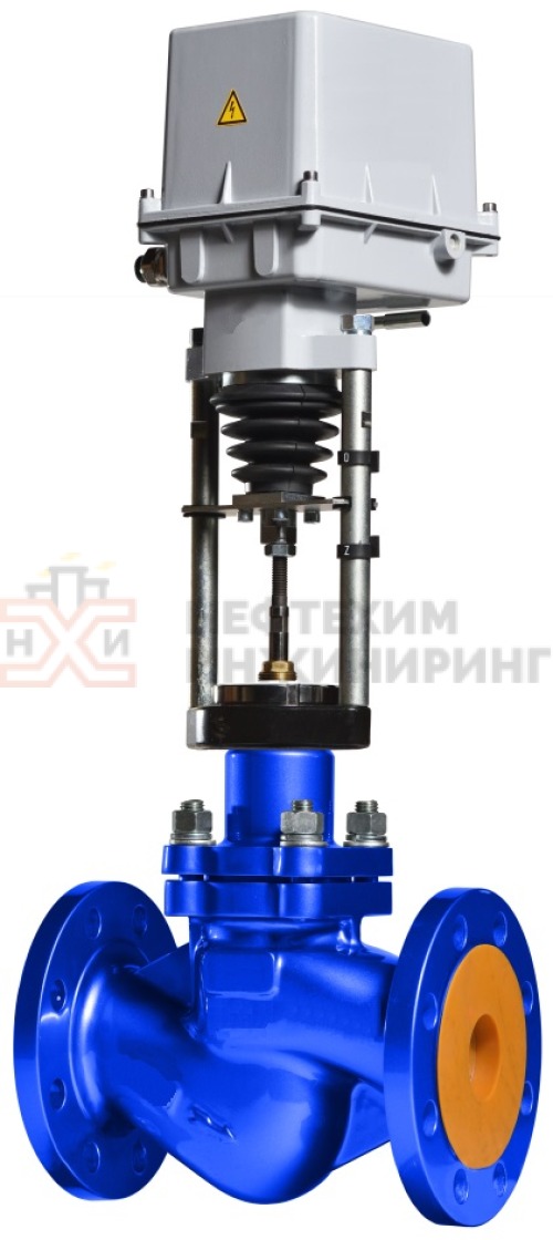 Клапан регулирующий односедельный фланцевый 25нж947нж DN 200 PN 4,0 Мпа УХЛ1 (Kvy - 630? м³/ч) с ЭИМ, корпус ст. 12Х18Н9ТЛ