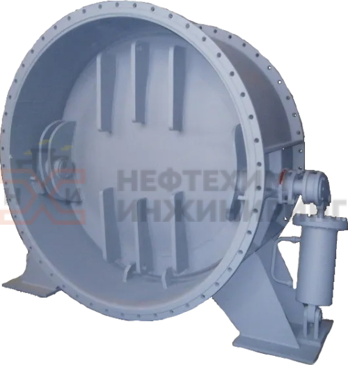 Клапан обратный поворотный с демпфером фланцевый 19с20р DN 1400 PN 0,63 МПа У1, корпус ст. 20