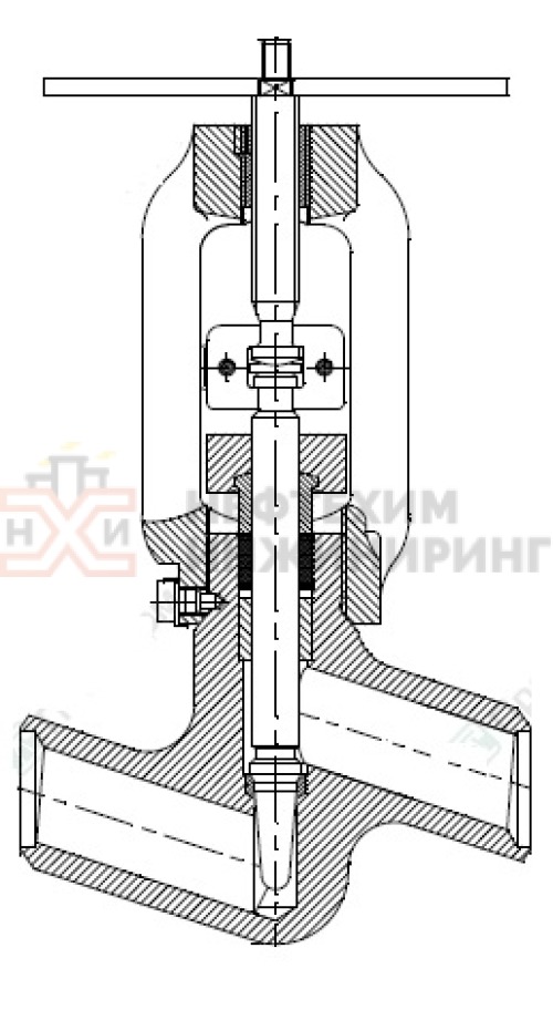 Клапан (вентиль) запорный под приварку ручной 1522-50-М DN 50 PN 6,3 МПа Т425 °С, корпус ст. 20