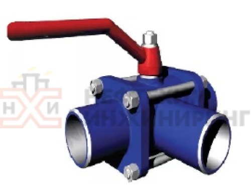 Кран шаровой разборный трехходовой неполнопроходной под приварку ручной КШ-Р.ТХ.НП.П.Р.НХИ.100/080.160.01.У DN 100/80 PN 16,0 МПа, корпус ст. 20, класс герметичности «А» по ГОСТ 9544-2015