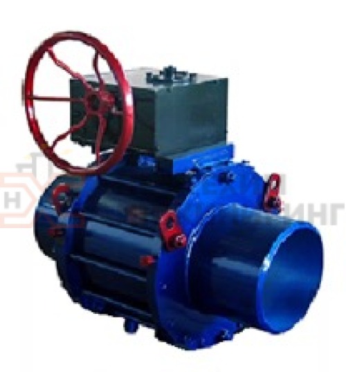 Кран шаровой разборный проходной полнопроходной под приварку с редуктором КШ-Р.П.ПП.П.РД.НХИ.150.025.02.ХЛ1 DN 150 PN 2,5 МПа, корпус ст. 09Г2С, класс герметичности «А» по ГОСТ 9544-2015