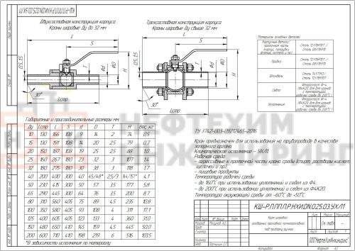 Кран шаровой разборный проходной полнопроходной под приварку ручной КШ-Р.П.ПП.П.Р.НХИ.025.025.03.УХЛ1 DN 25 PN 2,5 МПа, корпус ст. 12Х18Н10Т, класс герметичности «А» по ГОСТ 9544-2015