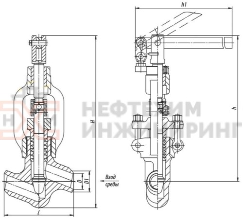 Клапан регулирующий под приварку с электроприводом (МЭО-630/25-0,25У-92К) 1197-65-Р DN 65 PN 9,8 МПа Т540 °С, корпус ст. 12Х1МФ