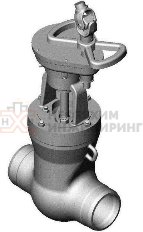 Задвижка запорная под приварку с цилиндрическим редуктором 2с-26-1 DN 150 PN 6,3 МПа Т450 °С, корпус ст. 25Л