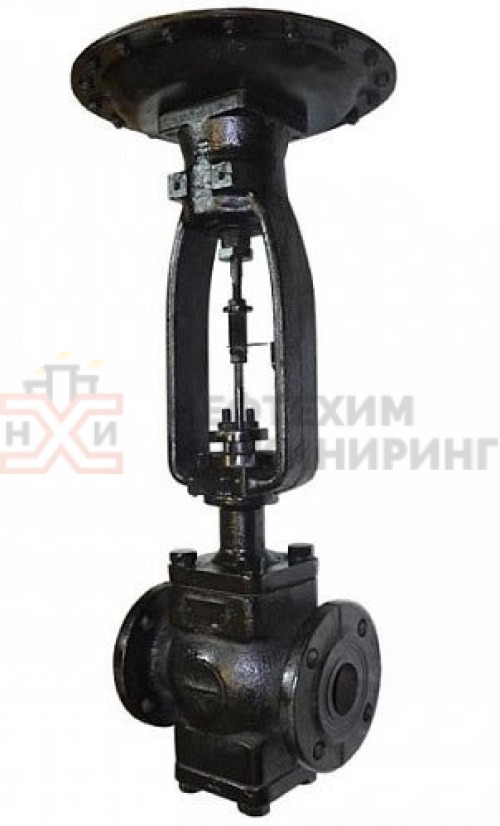 Клапан регулирующий эмалированный фланцевый "до себя" нормально закрытый 25ч36эм DN 32 PN 0,6 МПа У3 с МИМ, корпус чугун