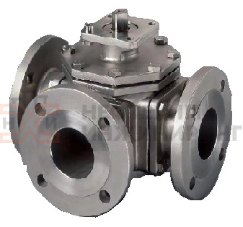 Кран шаровой разборный трехходовой неполнопроходной фланцевый с редуктором КШ-Р.ТХ.НП.Ф.РД.НХИ.150/125.040.04.УХЛ1 DN 150/125 PN 4,0 МПа, корпус ст. 10Х17Н13М2Т, класс герметичности «А» по ГОСТ 9544-2015