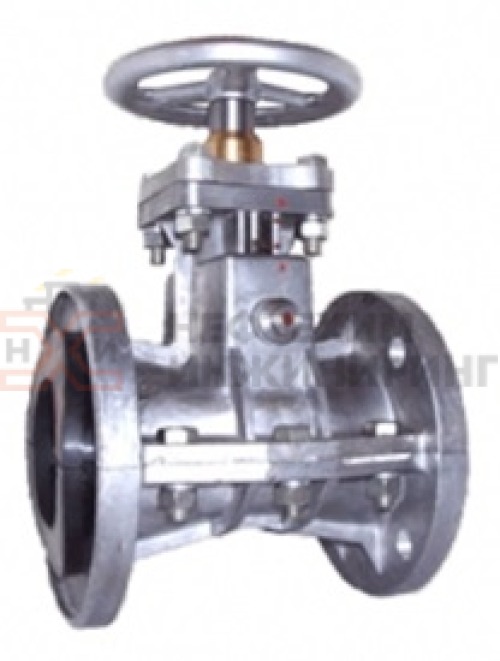 Задвижка шланговая литая с выдвижным шпинделем фланцевая ручная 33а17р DN 350 PN 0,6 МПа УХЛ3, корпус алюминий, класс герметичности «А» по ГОСТ 9544-2015