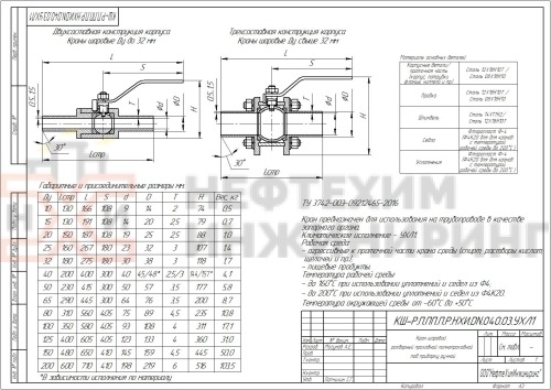 Кран шаровой разборный проходной полнопроходной под приварку ручной КШ-Р.П.ПП.П.Р.НХИ.032.040.03.УХЛ1 DN 32 PN 4,0 МПа, корпус ст. 12Х18Н10Т, класс герметичности «А» по ГОСТ 9544-2015