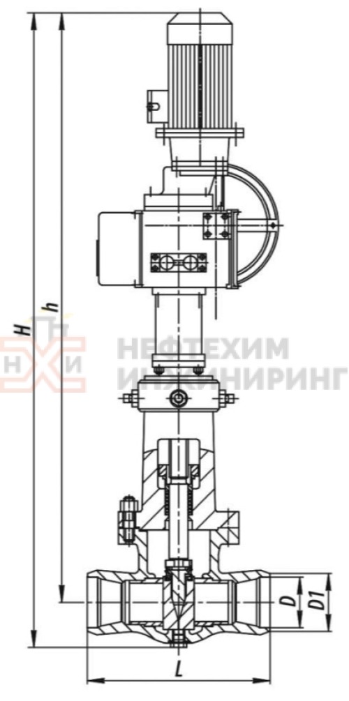 Задвижка запорная под приварку с электроприводом (ПЭМ-Б2М У2) 1156-125-ЭЧ DN 125 PN 9,8 МПа Т540 °С, корпус ст. 15Х1М1Ф