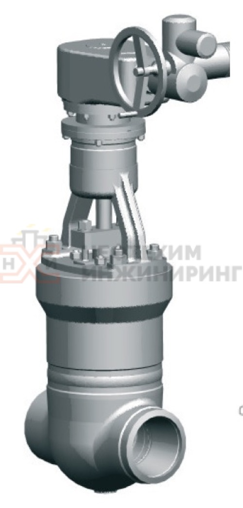 Задвижка запорная под приварку с электроприводом (AUMA SA16.2-F16-380/50/3-22) 880-150-ЭД DN 150 PN 37,3 МПа Т280 °С, корпус ст. 15ГС