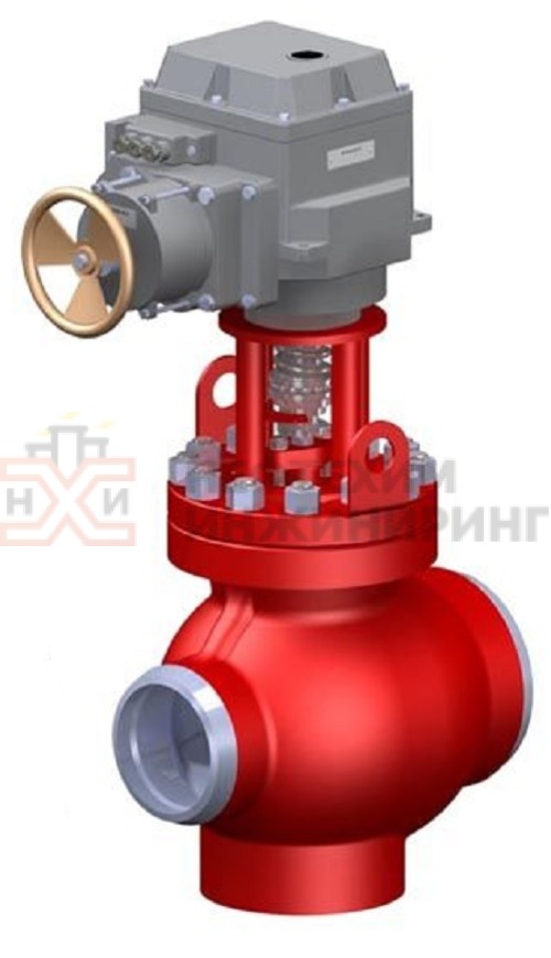 Клапан регулирующий под приварку с электроприводом (МЭОФ-250/25-0,25У-99К) 6с-12-4Э DN 300 PN 6,3 МПа Т425 °С, корпус ст. 25Л