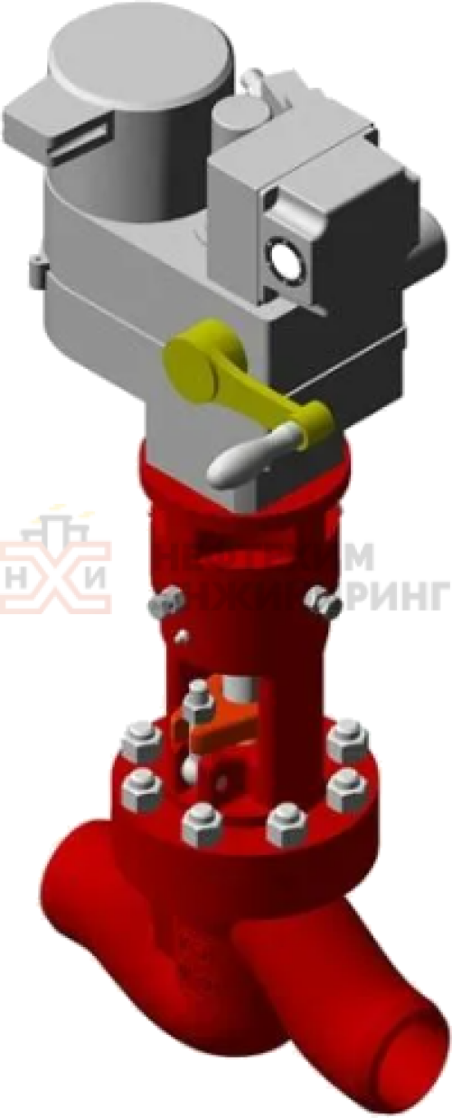 Клапан (вентиль) запорный под приварку с электроприводом (ЭП-З-300-25-Б1-0-А-У1) 1с-8-2ЭН DN 80 PN 10,0 МПа Т450 °С, корпус ст. 25Л