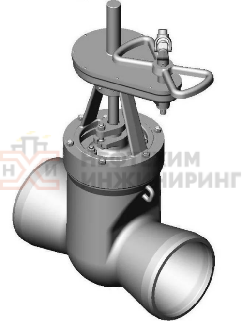 Задвижка запорная под приварку с цилиндрическим редуктором 2с-26-3Н DN 250 PN 6,3 МПа Т425 °С, корпус ст. 25Л