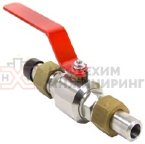 Кран шаровой разборный проходной полнопроходной штуцерно-ниппельный ручной КШ-Р.П.ПП.ШН.Р.НХИ.020.100.03.УХЛ1 DN 20 PN 10,0 МПа, корпус ст. 12Х18Н10Т, класс герметичности «А» по ГОСТ 9544-2015