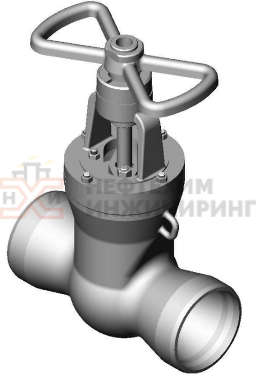 Задвижка запорная под приварку ручная 2с-25-2Н DN 200 PN 6,3 МПа Т425 °С, корпус ст. 25Л