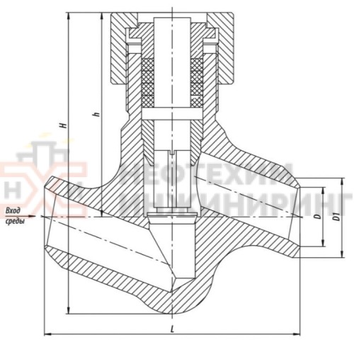 Клапан обратный под приварку 843-40-0а-03 DN 65 PN 23,5 МПа Т250 °С, корпус ст. 20
