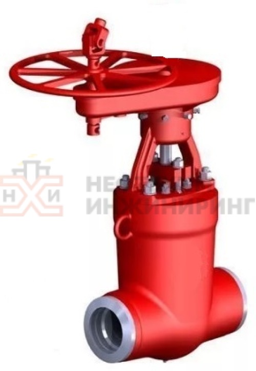 Задвижка запорная под приварку с коническим редуктором 933-300-ЦЗ DN 300 PN 11,0 МПа Т300 °С, корпус ст. 08Х18Н10Т