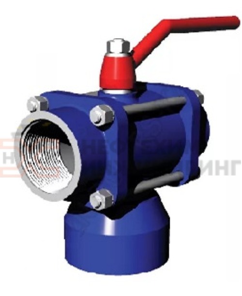 Кран шаровой разборный трехходовой полнопроходной муфтовый ручной КШ-Р.ТХ.ПП.М.Р.НХИ.025.025.01.У DN 25 PN 2,5 МПа, корпус ст. 20, класс герметичности «А» по ГОСТ 9544-2015