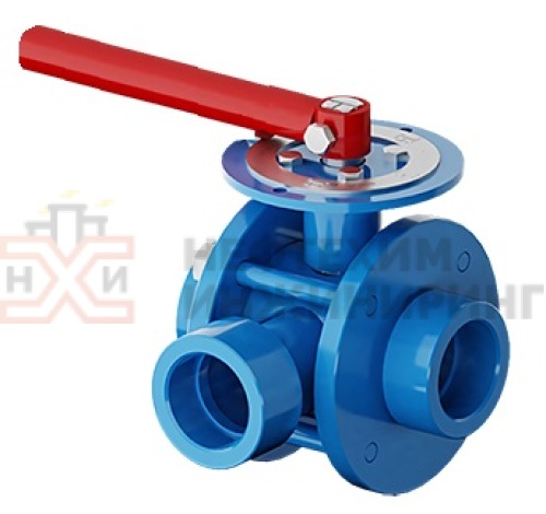 Кран шаровой разборный трехходовой неполнопроходной под приварку ручной КШ-Р.ТХ.НП.П.Р.НХИ.100/080.016.02.ХЛ1 DN 100/80 PN 1,6 МПа, корпус ст. 09Г2С, класс герметичности «А» по ГОСТ 9544-2015