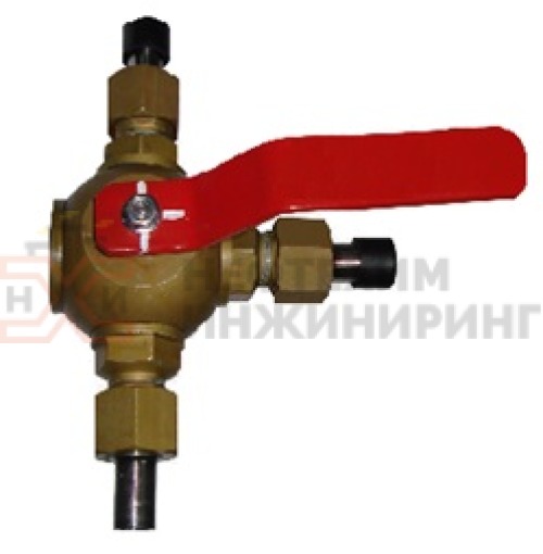Кран шаровой разборный трехходовой полнопроходной штуцерно-ниппельный ручной КШ-Р.ТХ.ПП.ШН.Р.НХИ.025.016.01.У DN 25 PN 1,6 МПа, корпус ст. 20, класс герметичности «А» по ГОСТ 9544-2015