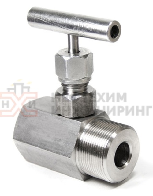 Клапан запорный игольчатый комбинированный (муфта/цапка) ручной 15с54бк DN 20 PN 25,0 МПа У1, корпус ст. 20, класс герметичности «А» по ГОСТ 9544-2015