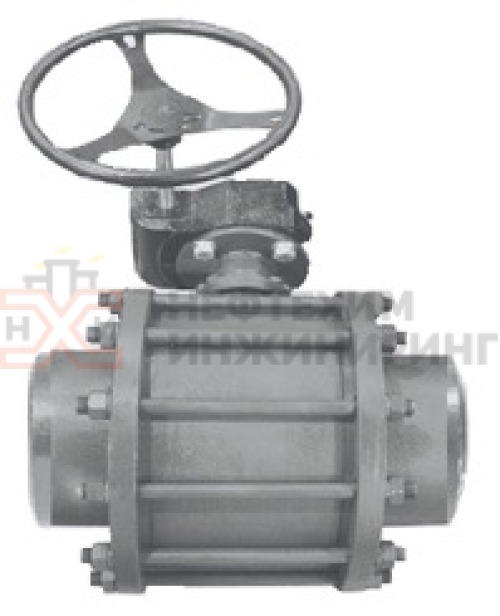 Кран шаровой разборный проходной полнопроходной под приварку с редуктором КШ-Р.П.ПП.П.РД.НХИ.150.160.03.УХЛ1 DN 150 PN 16,0 МПа, корпус ст. 12Х18Н10Т, класс герметичности «А» по ГОСТ 9544-2015