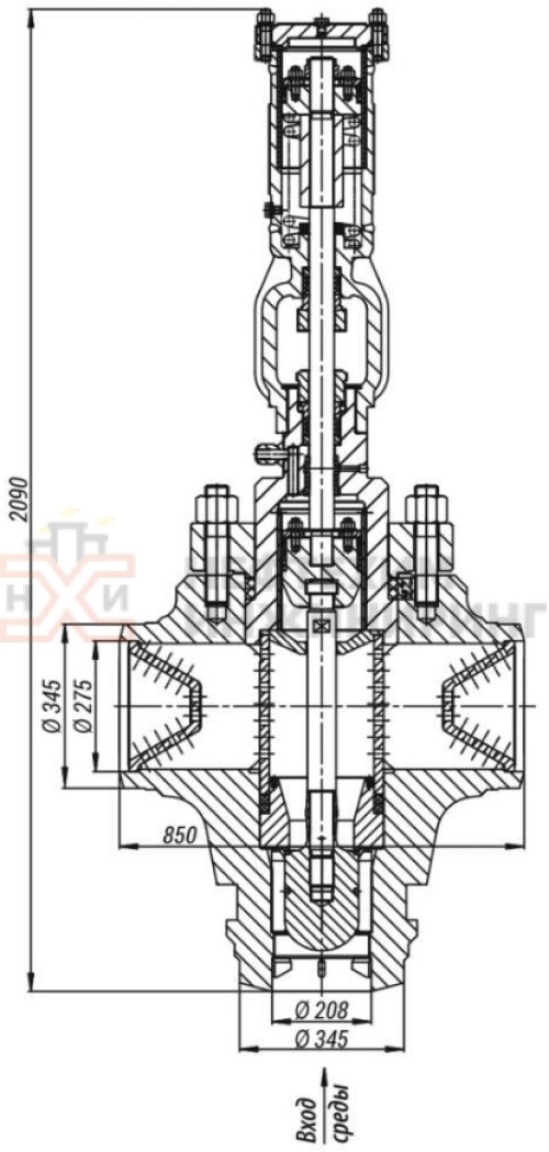 Клапан предохранительный под приварку 1029-200/250-0 DN 200 PN 25,0 МПа Т545 °С, корпус ст. 15Х1М1ФЛ