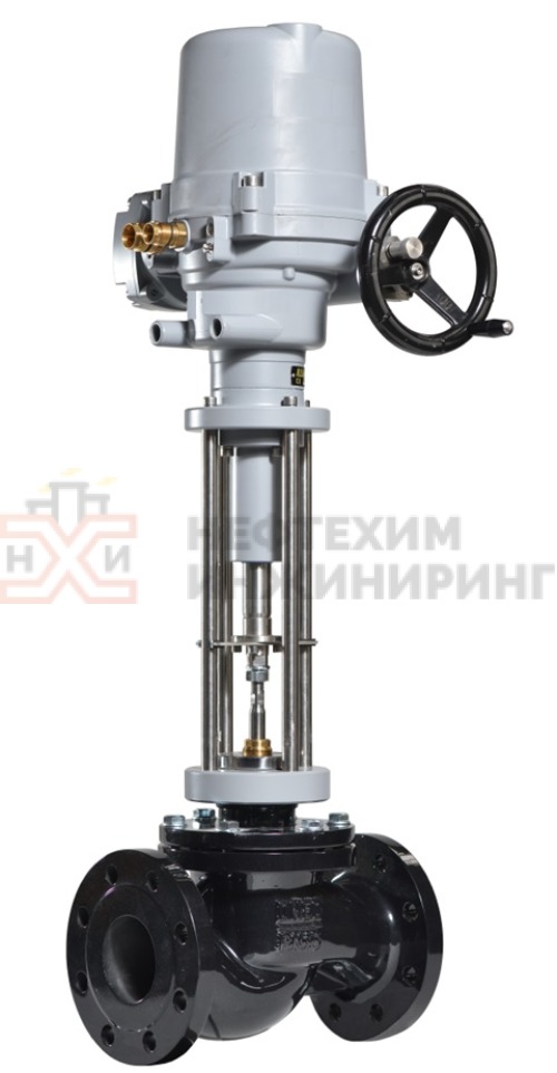 Клапан регулирующий односедельный фланцевый 25ч945п DN 80 PN 1,6 МПа У3 (Kvy - 160? м³/ч) с ЭИМ, корпус чугун