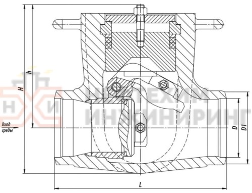 Клапан (затвор) обратный под приварку 935-100-0A-01 DN 100 PN 23,5 МПа Т250 °С, корпус ст. 20