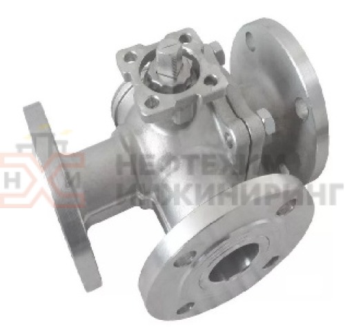 Кран шаровой разборный трехходовой полнопроходной фланцевый с редуктором КШ-Р.ТХ.ПП.Ф.РД.НХИ.200.040.01.У DN 200 PN 4,0 МПа, корпус ст. 20, класс герметичности «А» по ГОСТ 9544-2015