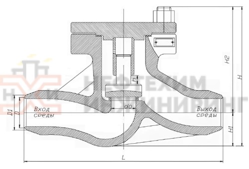 Клапан обратный подъемный под приварку Т-18б-1 DN 50 PN 6,4 МПа Т300 °С, корпус ст. 25Л