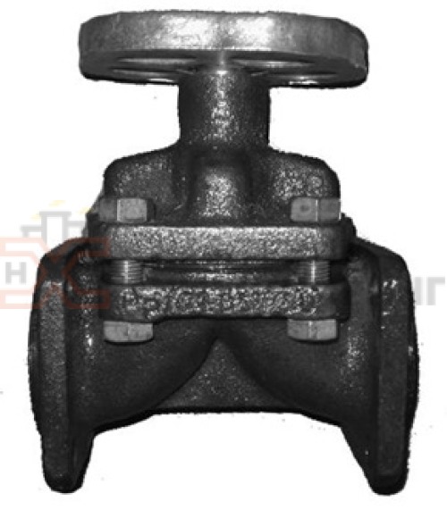 Клапан запорный мембранный гуммированный фланцевый ручной 15ч73гм DN 80 PN 0,6 МПа У3, корпус чугун, класс герметичности «С» по ГОСТ 9544-2015