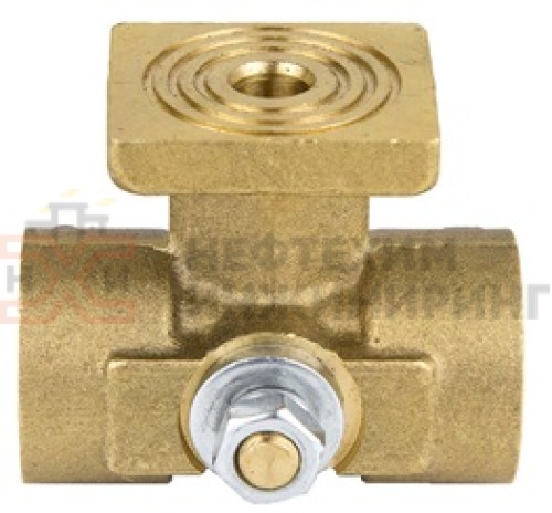 Кран пробковый трехходовой с контрольным фланцем под манометр муфтовый 11б18бк DN 15 PN 1,6 МПа УХЛ4, корпус латунь, класс герметичности «D» по ГОСТ 9544-2015