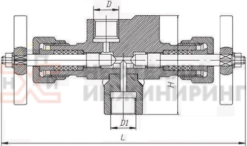 Клапан (вентиль) трехходовой под приварку ручной Т-203 DN 10 PN 14,0 МПа Т560 °С, корпус ст. 20Х13
