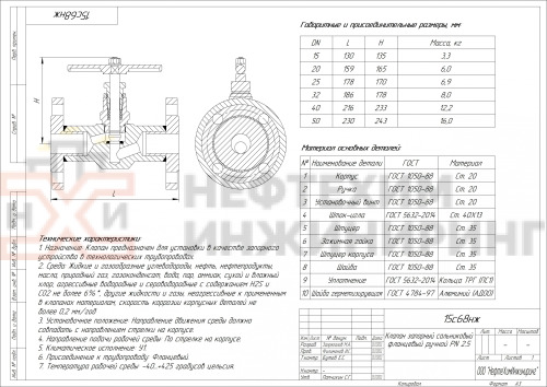 Клапан запорный сальниковый фланцевый ручной 15с68нж DN 20 PN 2,5 МПа У1, корпус ст. 20, класс герметичности «А» по ГОСТ 9544-2015