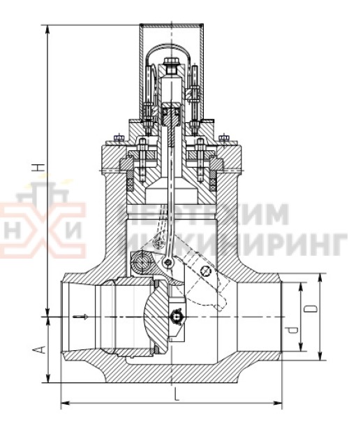 Клапан (затвор) обратный под приварку 943-125-0 DN 125 PN 20,0 МПа Т350 °С, корпус ст. 08Х18Н10Т