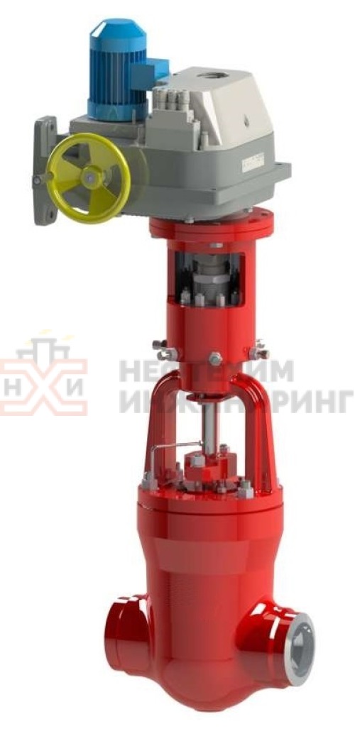 Клапан разгруженный дисковый под приварку с электроприводом (МЭОФ-1600/25-0,25У-96К) 21с-250-2-Э-01 DN 250 PN 23,5 Т250 °С, корпус ст. 15ГС