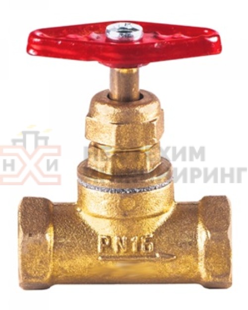 Клапан запорный сальниковый муфтовый ручной 15б3р DN 15 PN 1,6 МПа УХЛ4, корпус латунь, класс герметичности «А» по ГОСТ 9544-2015