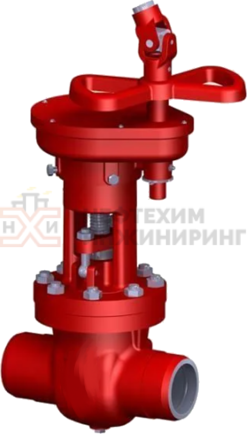 Задвижка запорная под приварку с цилиндрическим редуктором 2с-30-2 DN 100 PN 10,0 МПа Т450 °С, корпус ст. 25Л