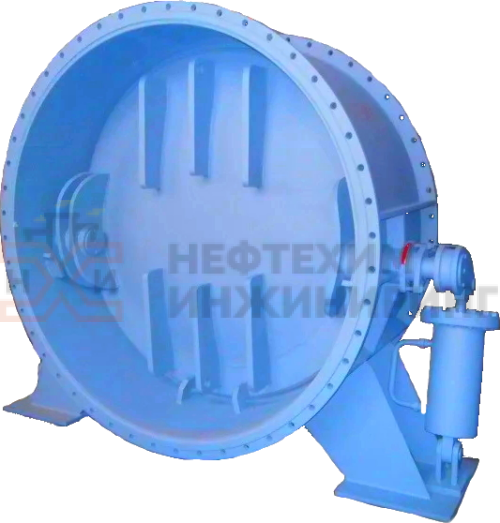 Клапан обратный поворотный с демпфером фланцевый 19нж20р DN 1400 PN 1,0 МПа У1, корпус ст. 08Х18Н10