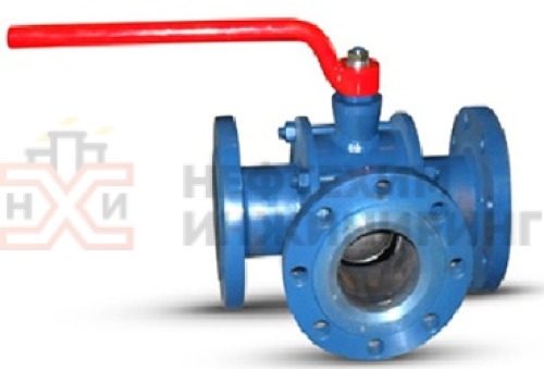 Кран шаровой разборный трехходовой полнопроходной фланцевый ручной КШ-Р.ТХ.ПП.Ф.Р.НХИ.100.040.01.У DN 100 PN 4,0 МПа, корпус ст. 20, класс герметичности «А» по ГОСТ 9544-2015