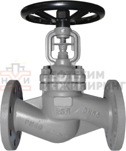 Клапан запорный сильфонный фланцевый ручной 15с66нж DN 150 PN 4,0 МПа У1, корпус ст. 25Л, класс герметичности «А» по ГОСТ 9544-2015