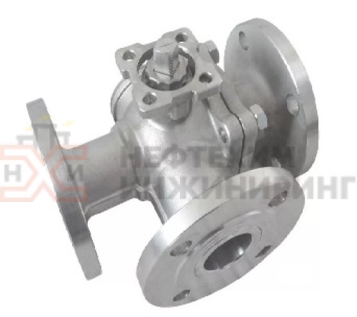 Кран шаровой разборный трехходовой полнопроходной фланцевый с редуктором КШ-Р.ТХ.ПП.Ф.РД.НХИ.150.063.01.У DN 150 PN 6,3 МПа, корпус ст. 20, класс герметичности «А» по ГОСТ 9544-2015