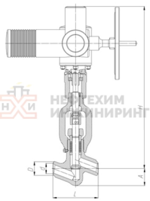 Клапан (вентиль) запорный под приварку с электроприводом (AUMA SA10.2-F10-380/50/3-22) 1с-11-3ЭД DN 20 PN 10,0 МПа Т450 °С, корпус ст. 20